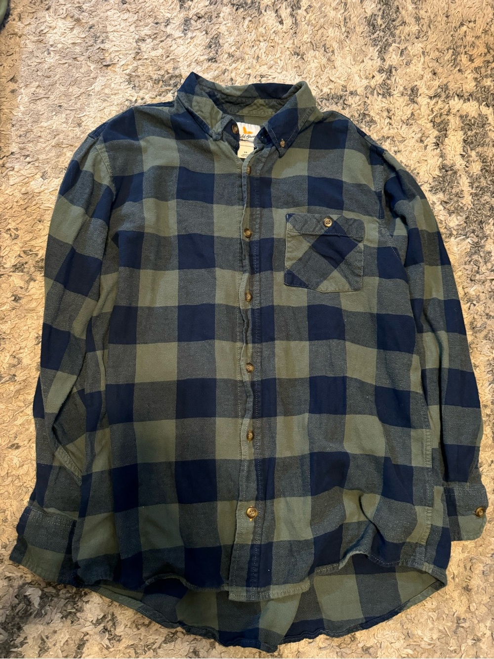 Field & Stream Navy and Olive Check Button-Down Shirt